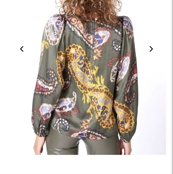 Esqualo Elements Print Long Sleeve Paisley Light Sz. 12 Blouse - Picture 3 of 15